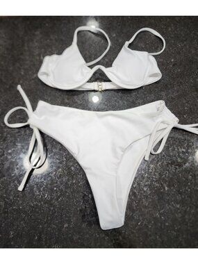 NEW Shein White, 2 Piece Bathing suit